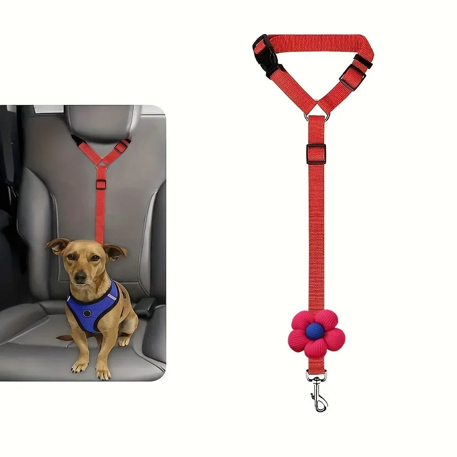 Coleira retrátil pet para encosto do carro ajustável em fundo branco