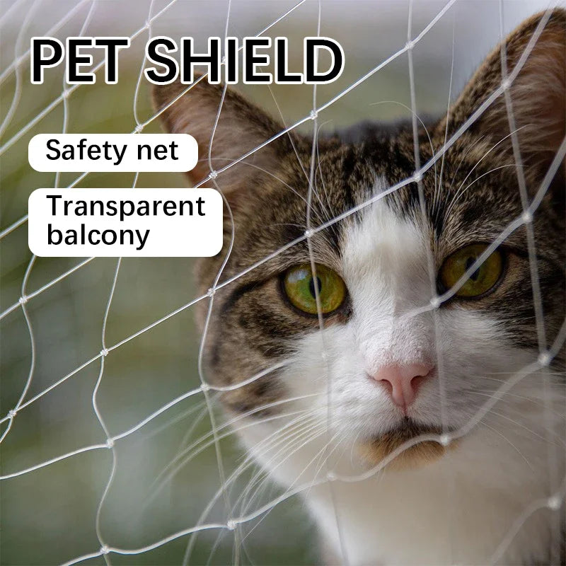 Rede proteção janela antiqueda pet em fundo branco