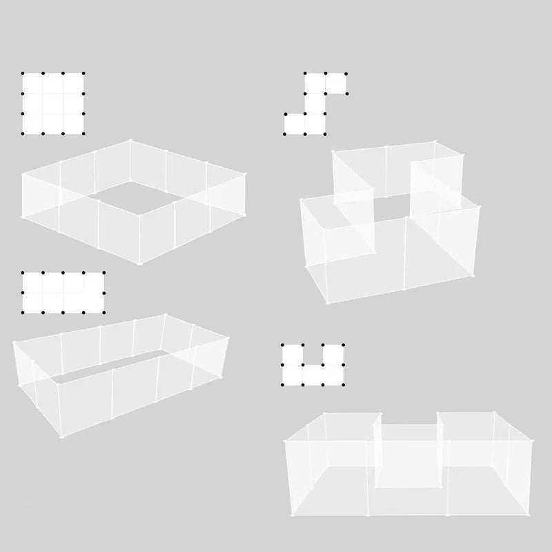 Cerca dobrável DIY modular para pet em fundo branco