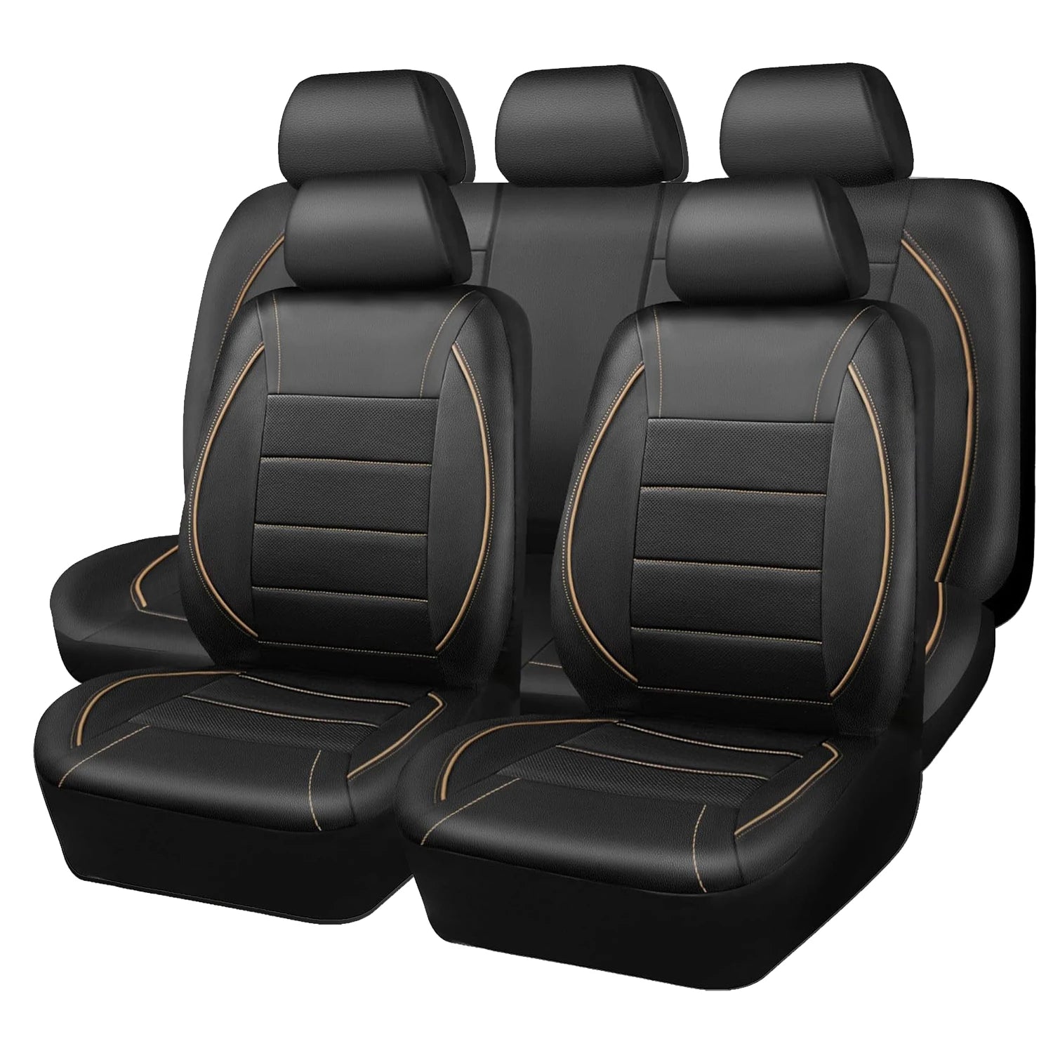 Capa universal para banco de carro em couro impermeável kit 5 bancos em fundo branco