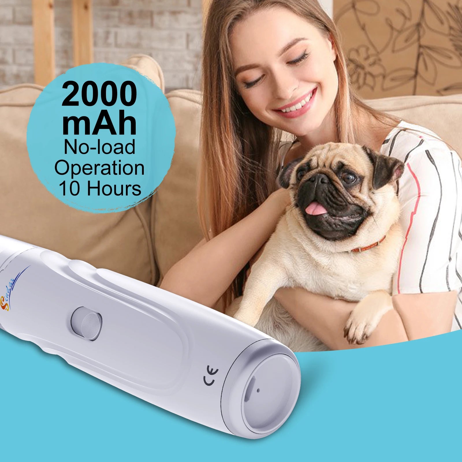 Lixa elétrica de unhas para pets USB recarregável em fundo branco