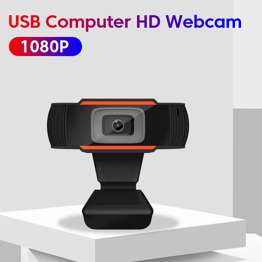 Webcam HD 1080P USB com microfone em fundo branco