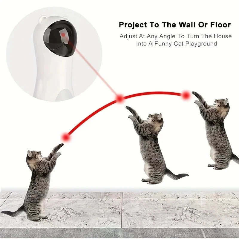 Brinquedo laser automático para gato com timer e movimento giratório em fundo branco