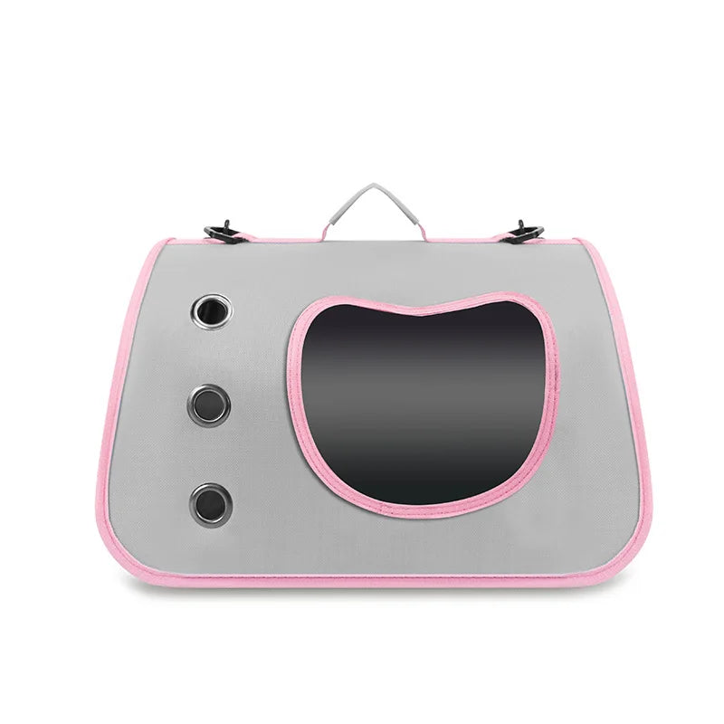 Bolsa transporte portátil para gatos e cães pequenos respirável em fundo branco