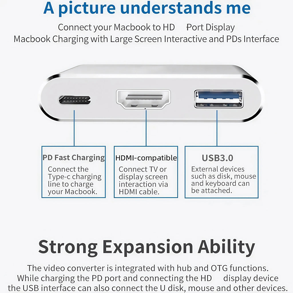 Adaptador USB-C para HDMI 4K com Entrada USB 3.0 e Carga - Foto 14