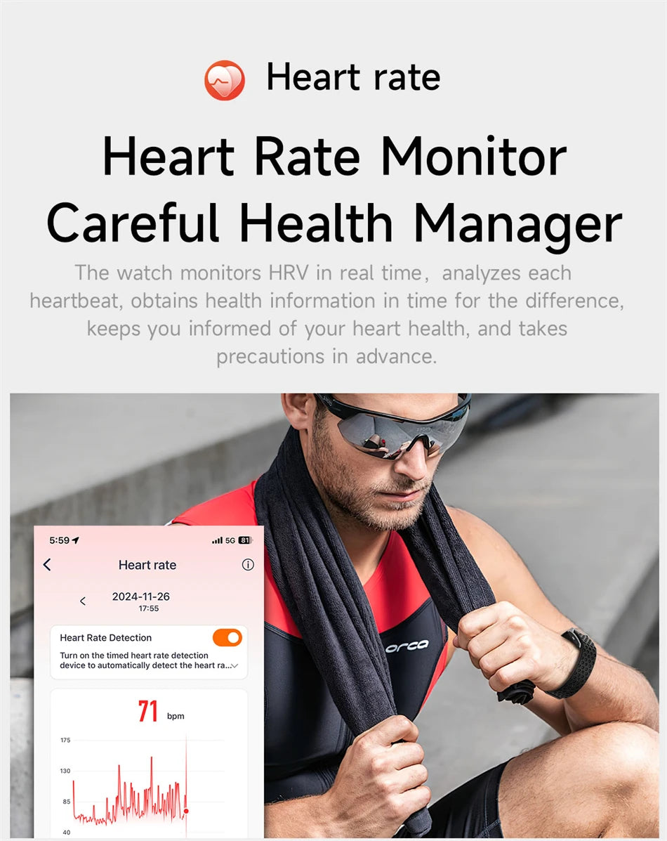 Pulseira fitness inteligente à prova d'água com monitor cardíaco em fundo branco