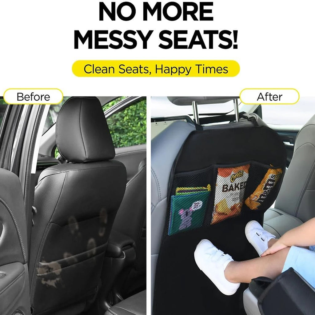 Capa protetora impermeável para banco traseiro do carro com bolsos em fundo branco