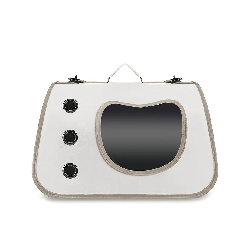 Bolsa transporte portátil para gatos e cães pequenos respirável em fundo branco