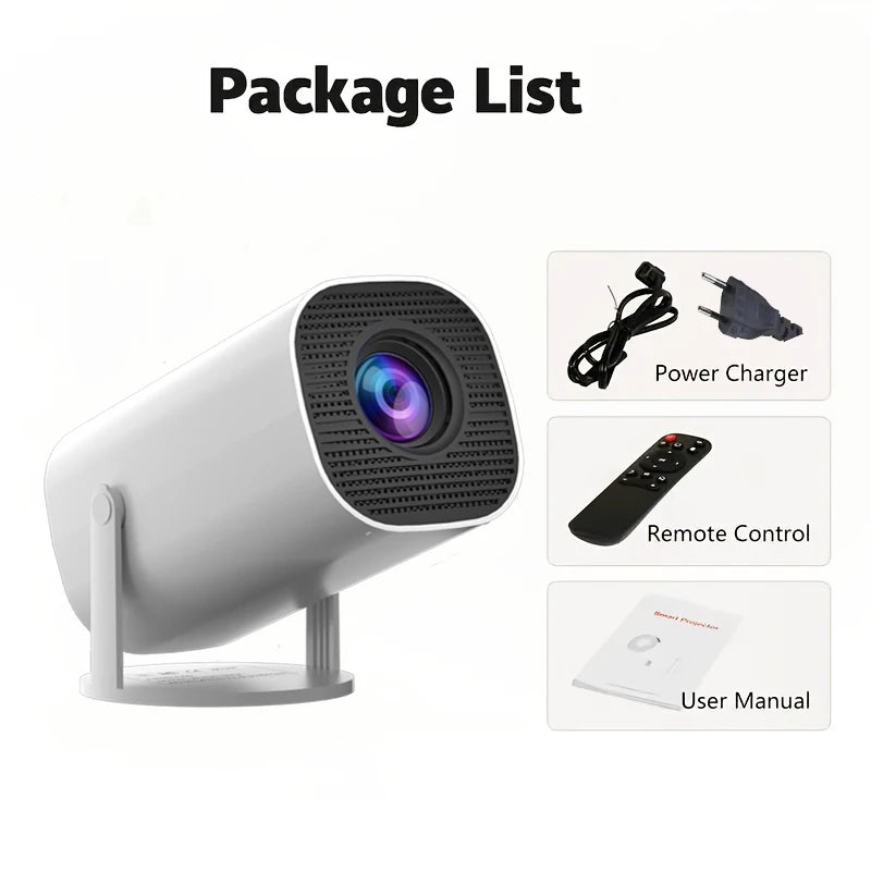 Mini projetor portátil 4K LED HD em fundo branco