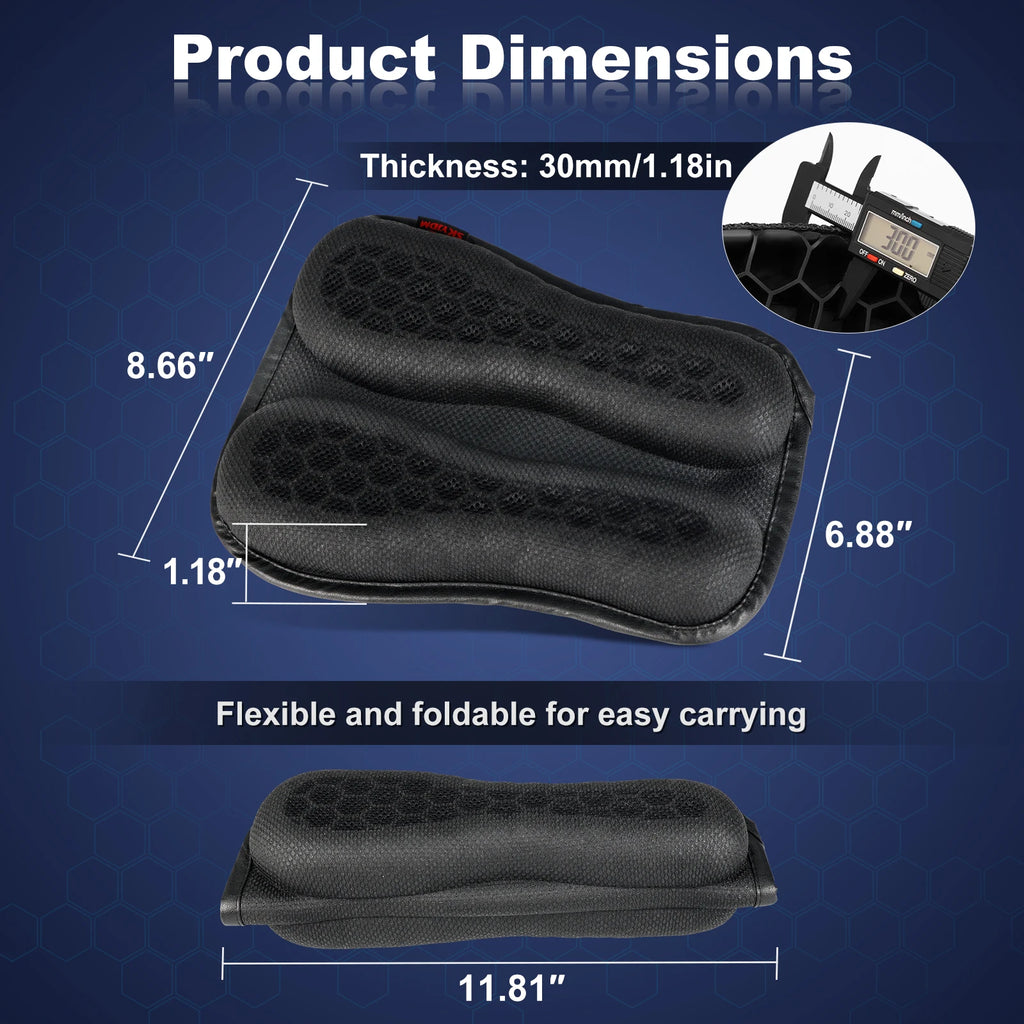 Almofada de gel 3D assento moto antiderrapante em fundo branco