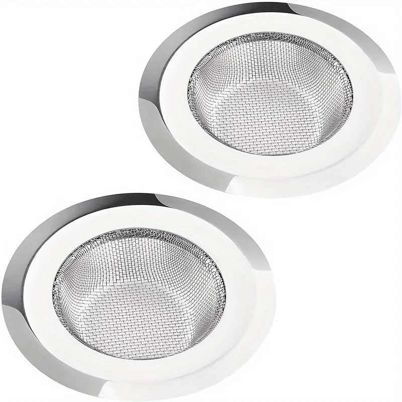 Kit 2 ralos filtro para pia de cozinha em aço inox em fundo branco