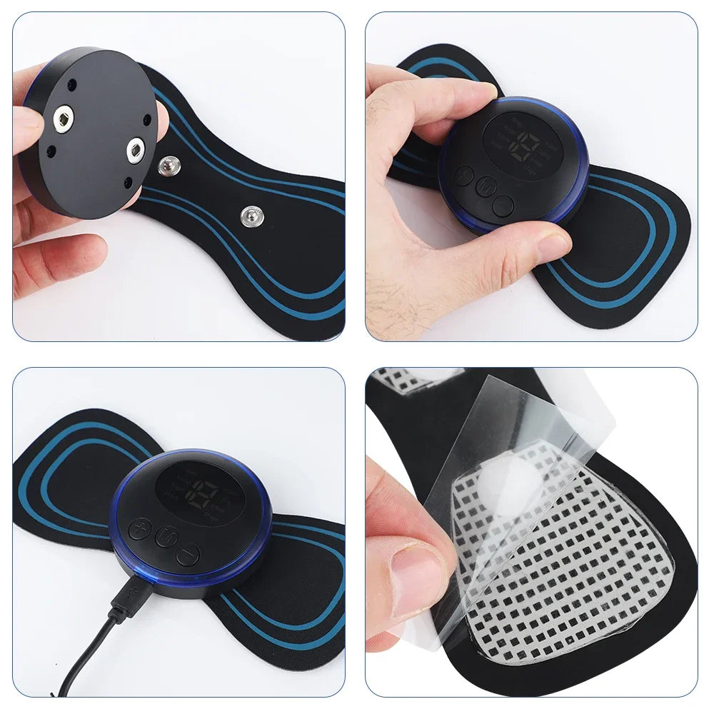 Massageador cervical EMS elétrico com calor em fundo branco