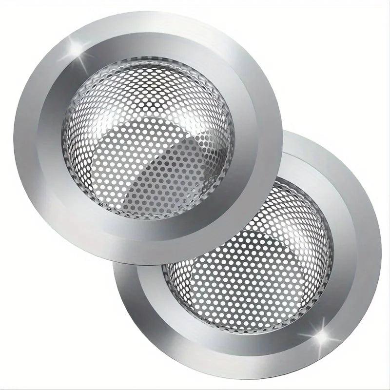 Kit 2 ralos filtro para pia de cozinha em aço inox em fundo branco