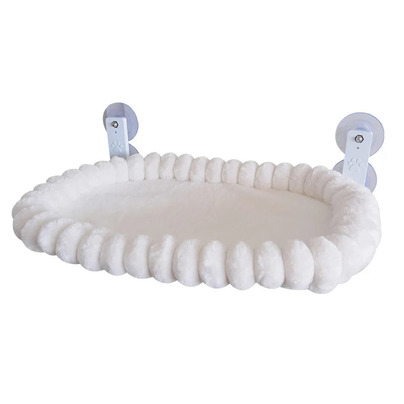 Rede de janela com suporte ventosa para gato em fundo branco