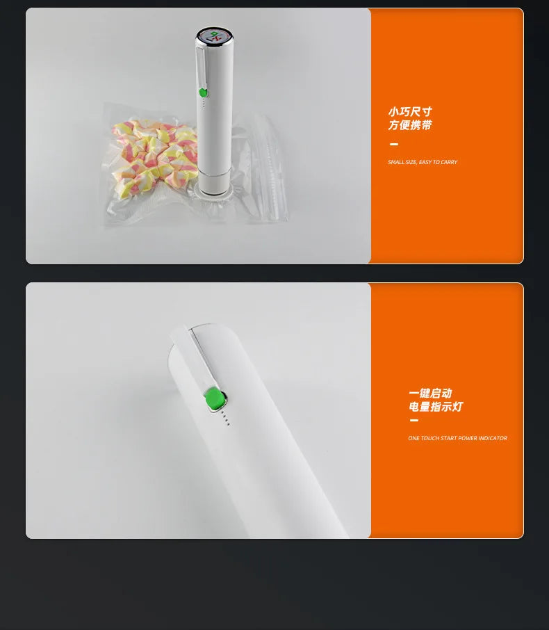 Seladora a vácuo portátil manual elétrica para alimentos em fundo branco