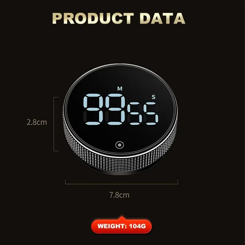 Timer digital de cozinha magnético com alarme e display LCD em fundo branco