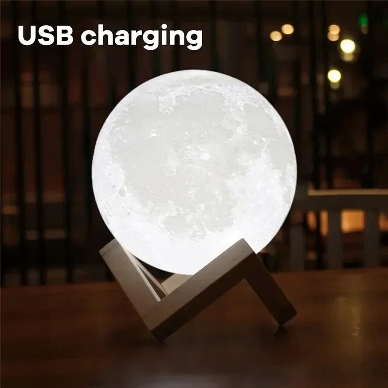 Luminária Lua 3D LED 16 Cores com Controle Recarregável 8