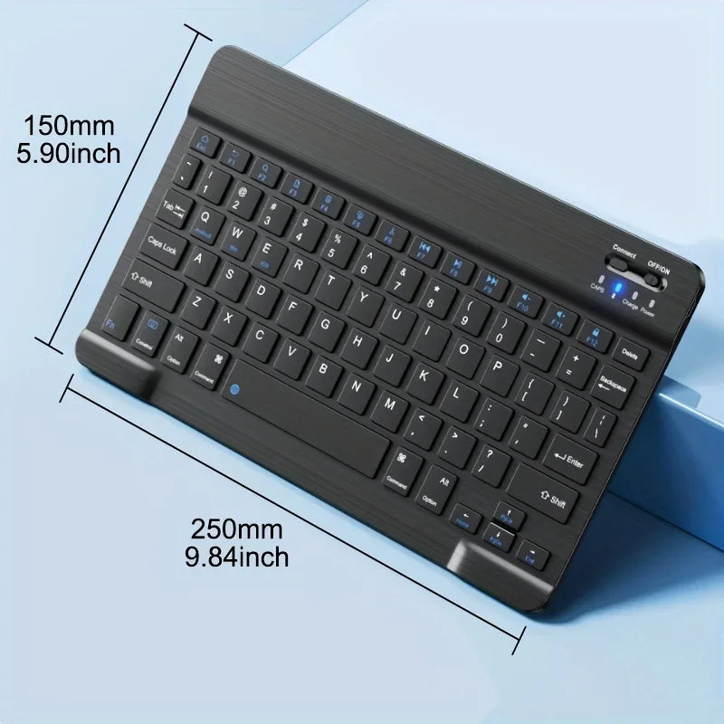 Teclado bluetooth ultra slim portátil em fundo branco