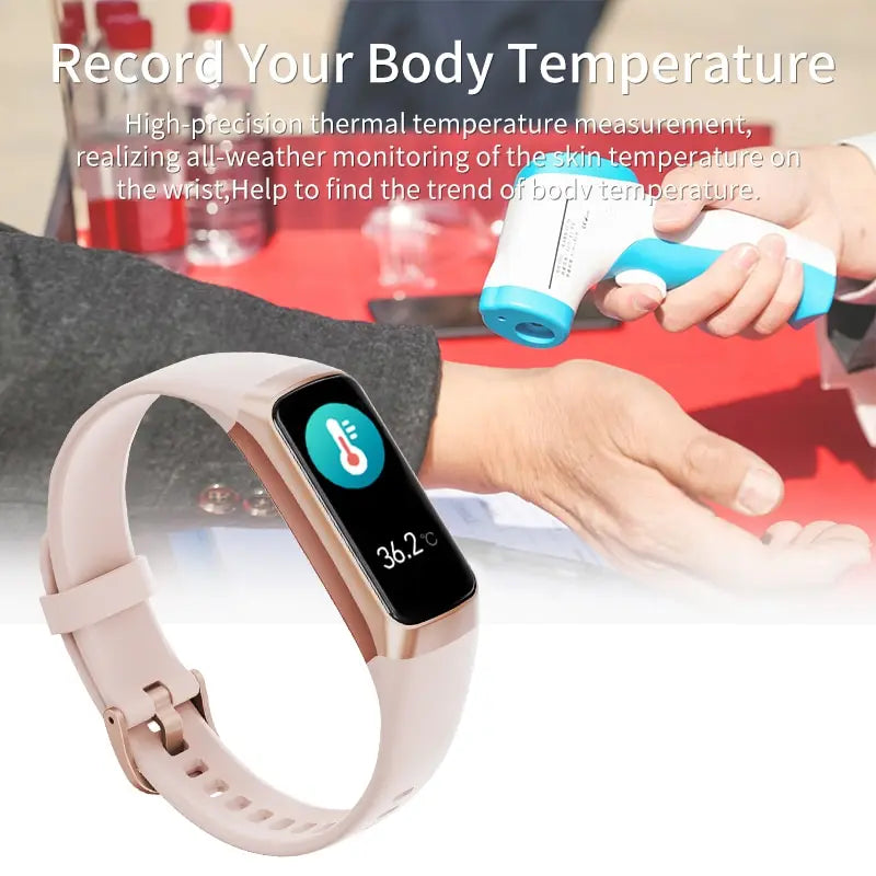 Smartwatch amoled com monitor cardíaco em fundo branco