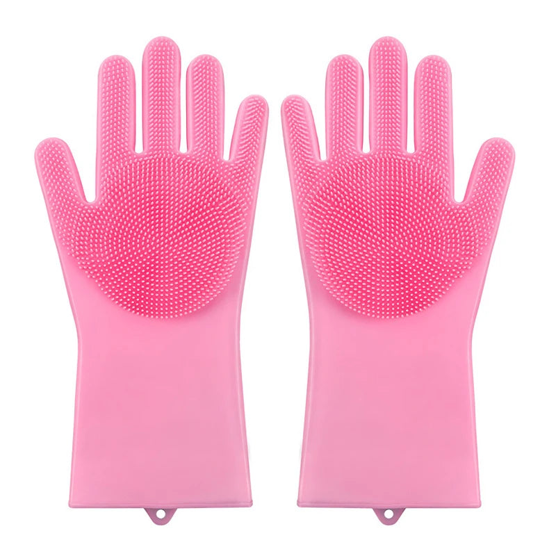 Luva de silicone banho massageadora tira pelos em fundo branco
