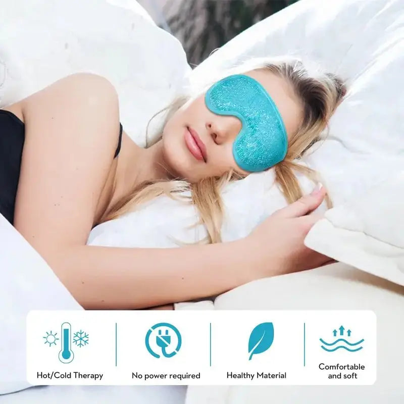 Máscara de gel para olhos com compressa quente e fria em fundo branco