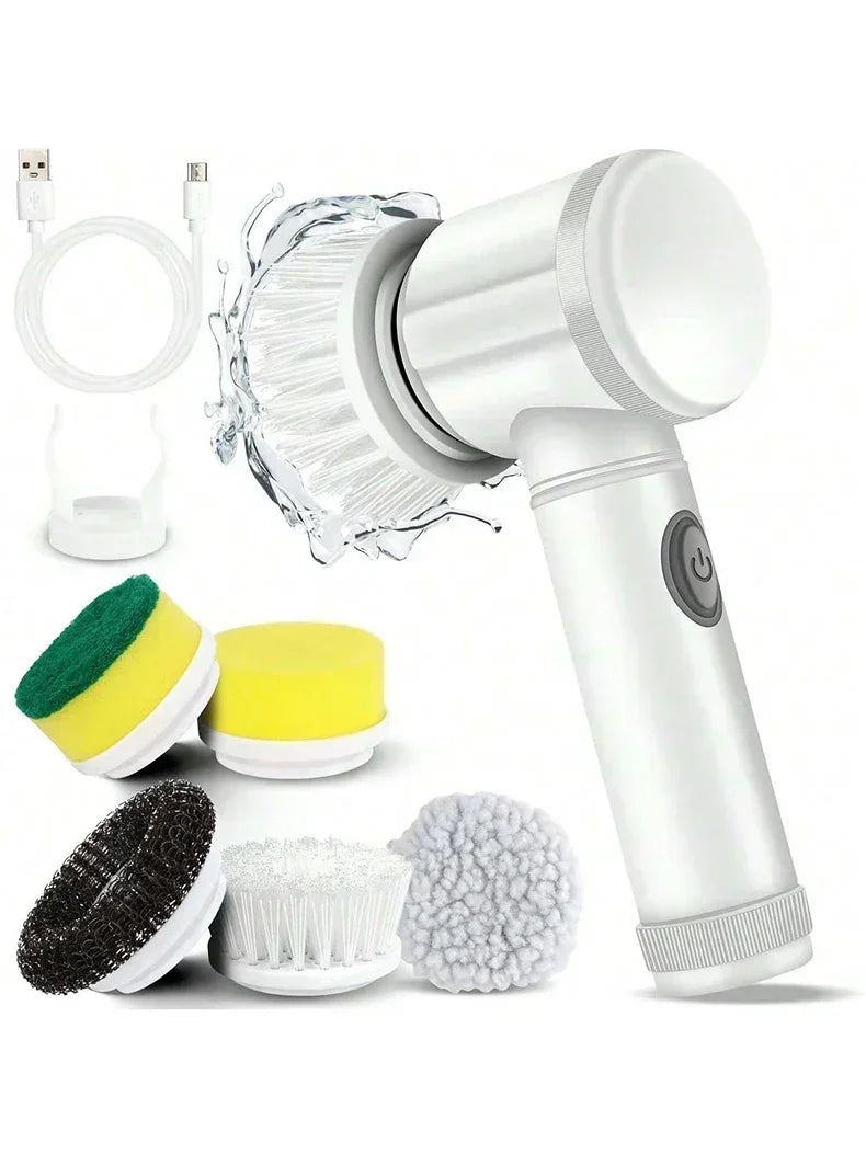 Escova elétrica recarregável para limpeza de banheiro e rejunte em fundo branco
