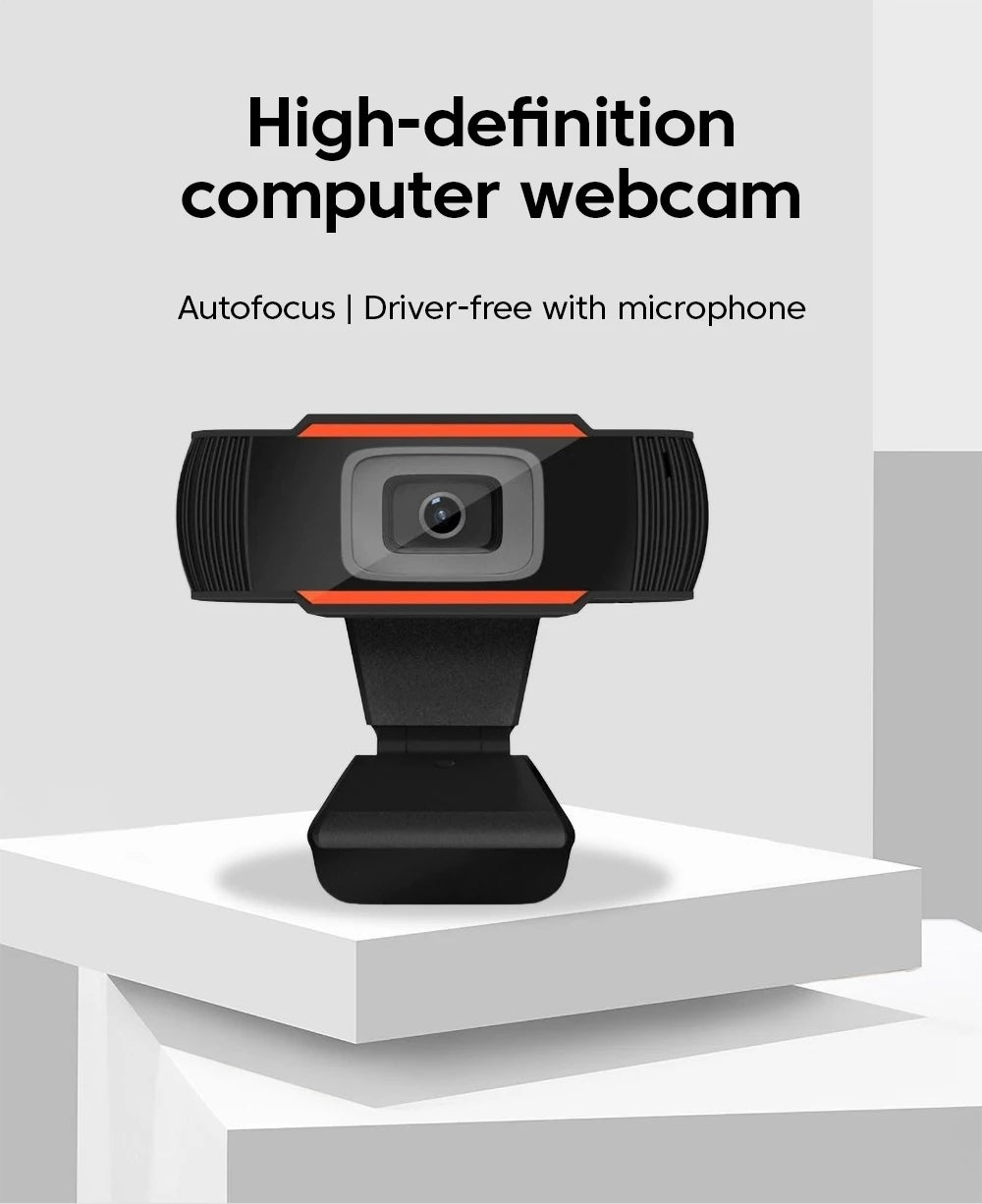Webcam HD 1080P USB com microfone em fundo branco