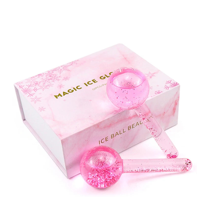 Ice globes massageador facial esferas de gelo para skincare em fundo branco