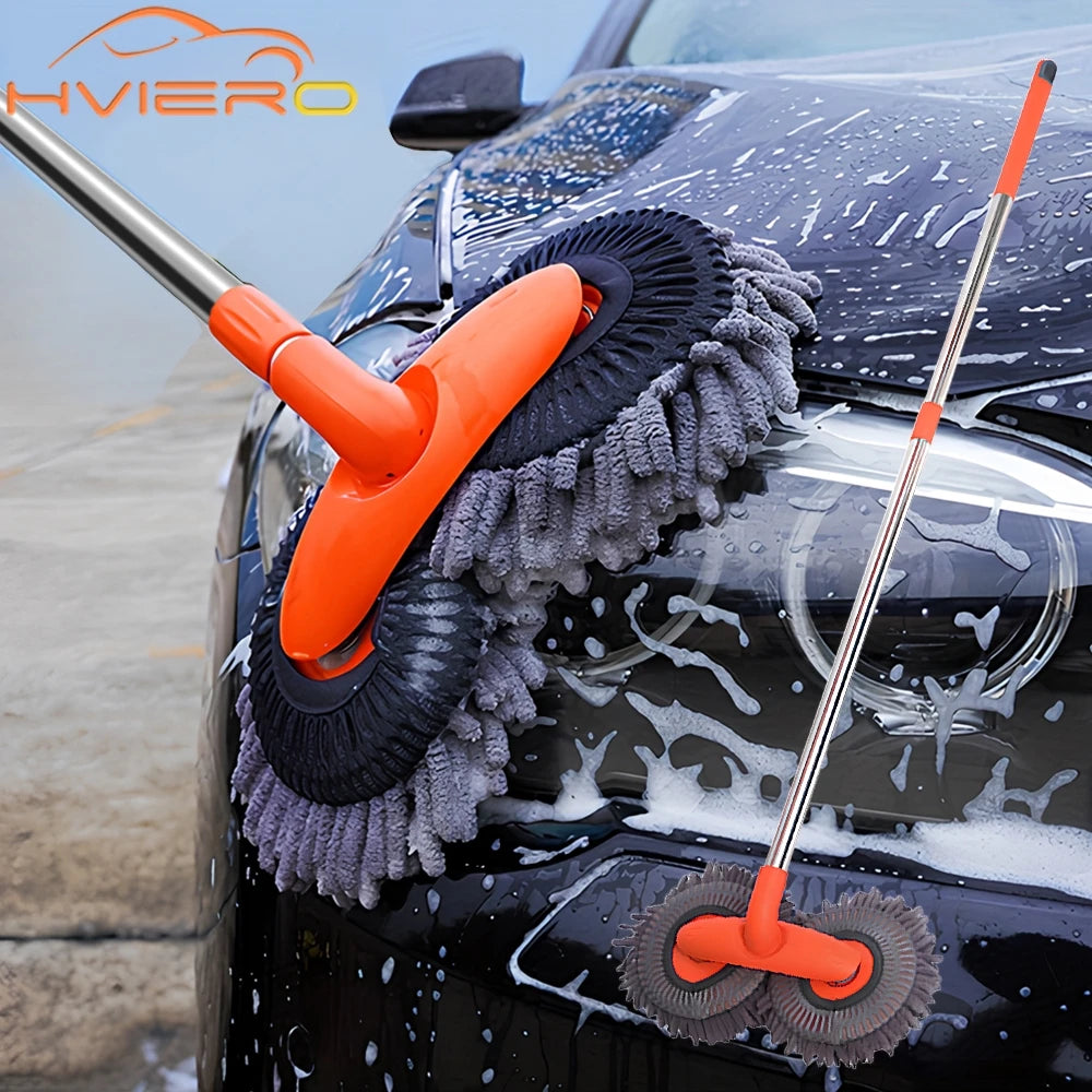 Kit de limpeza automotiva multiuso microfibra com escova e esponja em fundo branco