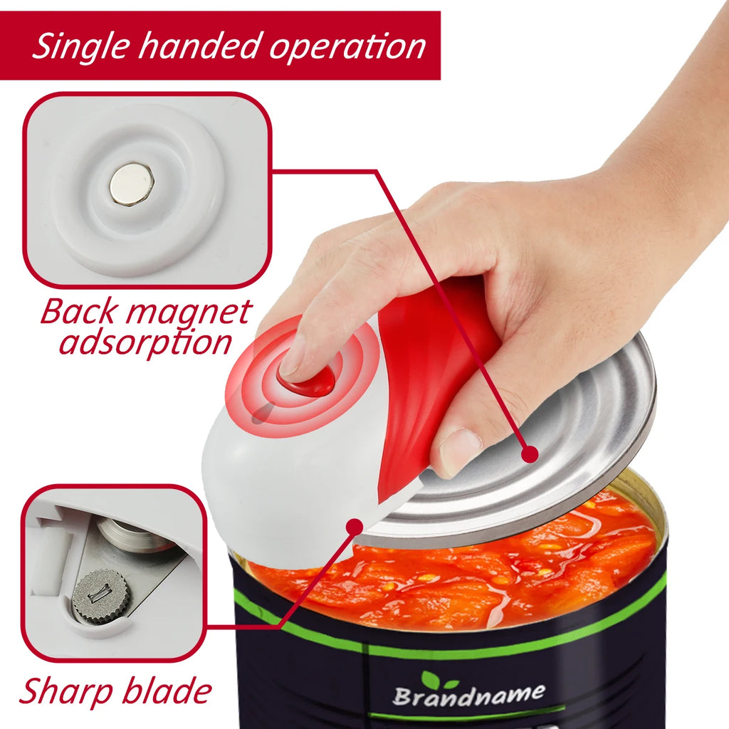 Abridor de latas elétrico automático toque único em fundo branco