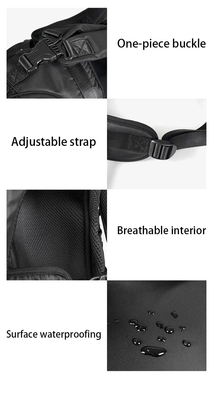 Mochila transporte para pet respirável com janela bolha em fundo branco
