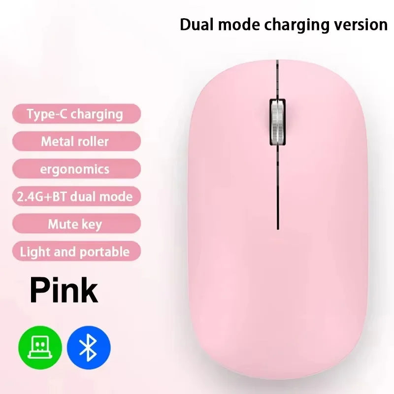 Mouse sem fio recarregável silencioso bluetooth em fundo branco
