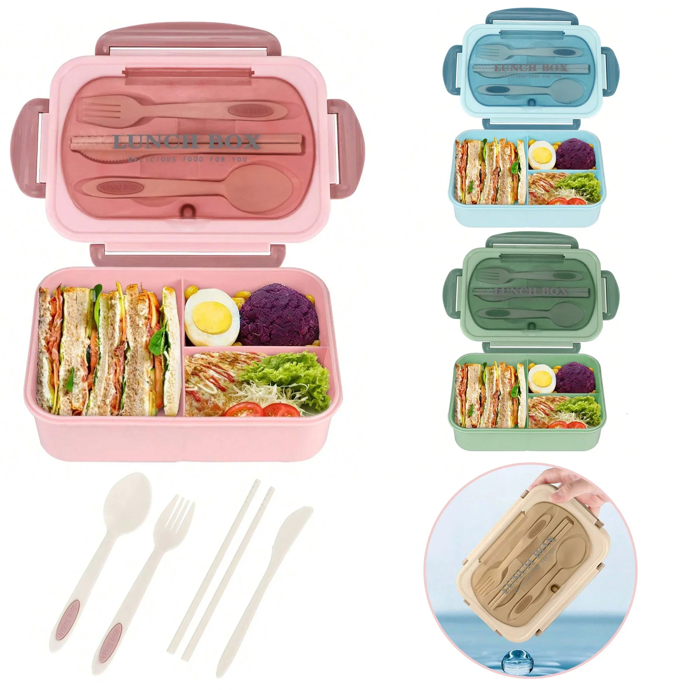 Marmita bento box adulto com 4 compartimentos em fundo branco