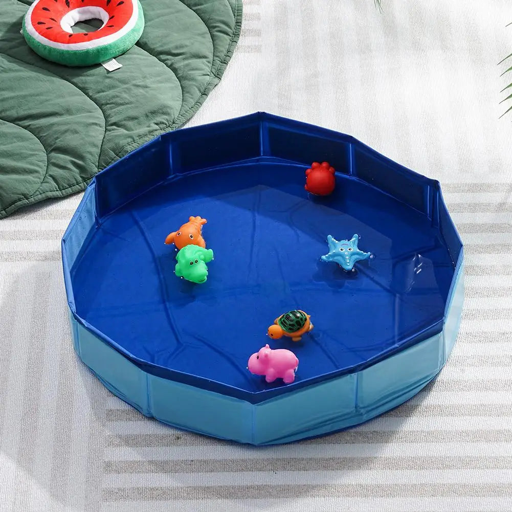 Piscina dobrável para pets banho e diversão antiderrapante em fundo branco