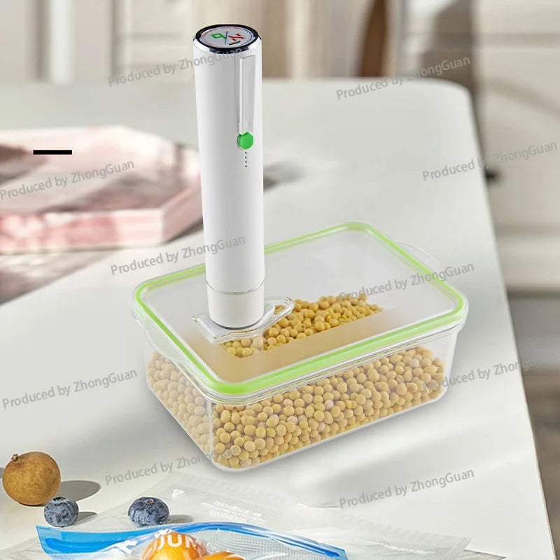 Seladora a vácuo portátil manual elétrica para alimentos em fundo branco
