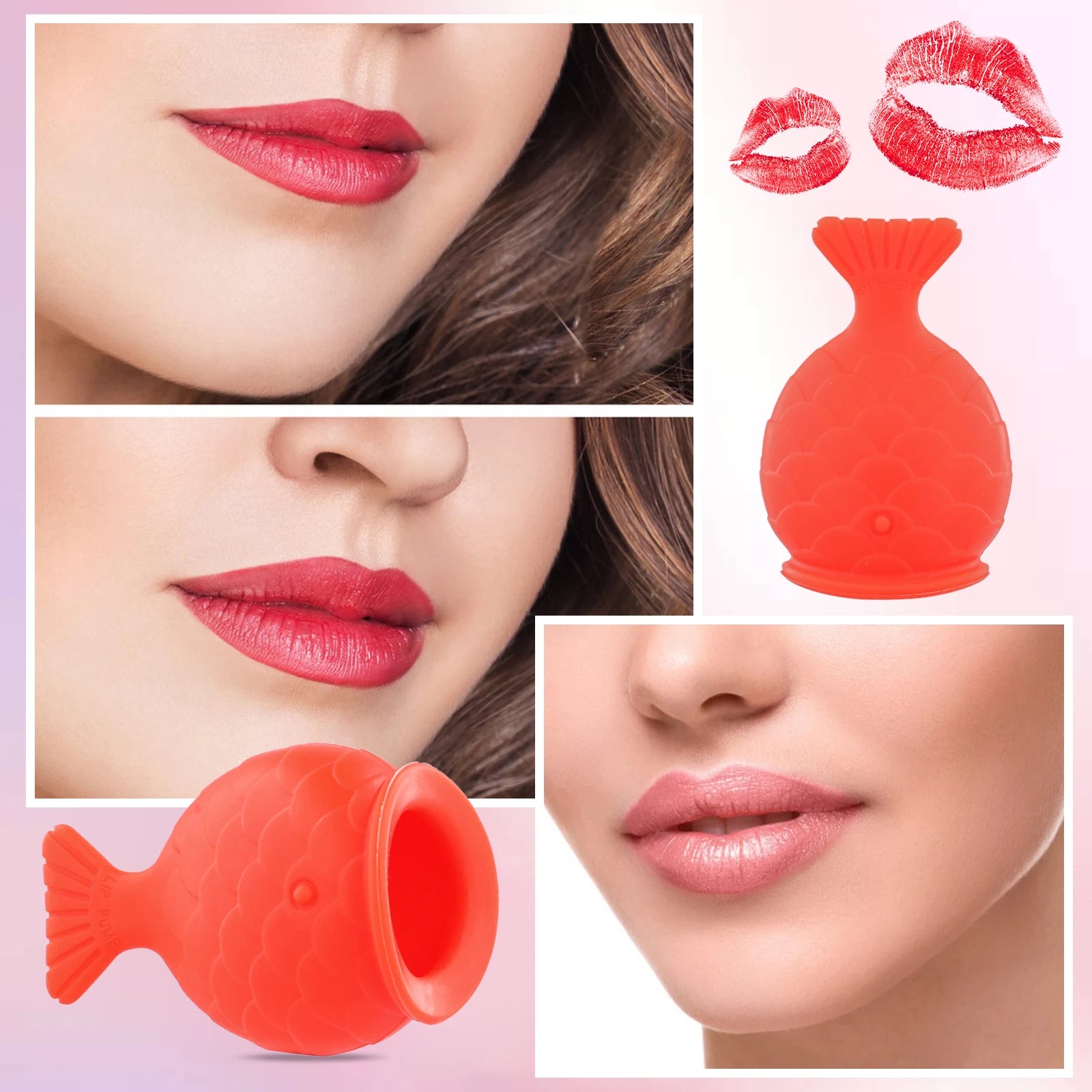 Lip plumper sucção labial de silicone para aumento de volume em fundo branco