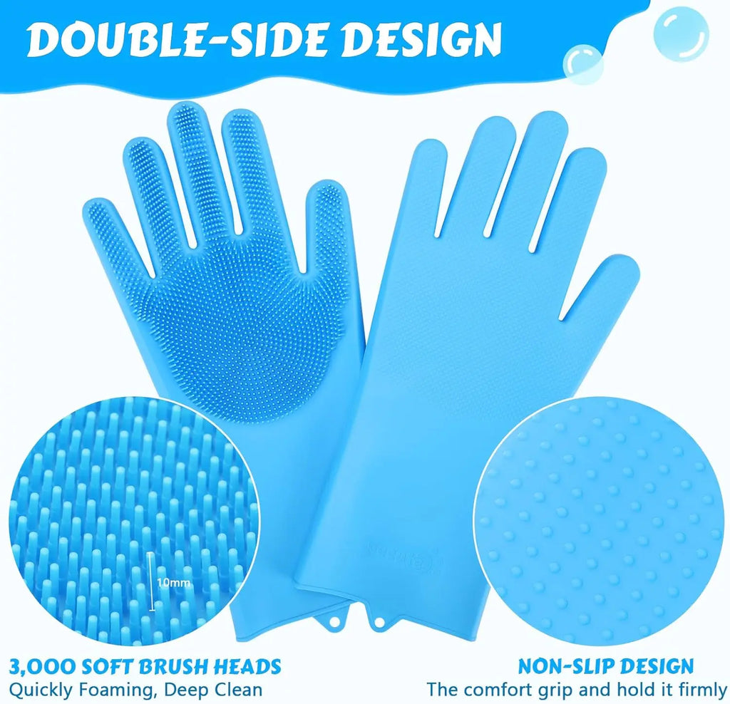 Luva de silicone banho massageadora tira pelos em fundo branco