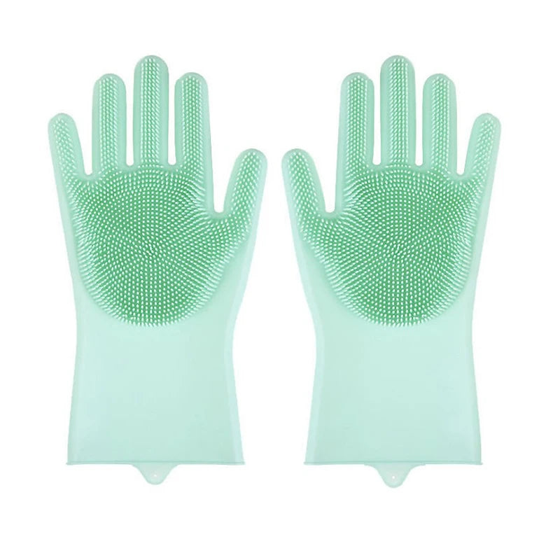 Luva de silicone banho massageadora tira pelos em fundo branco
