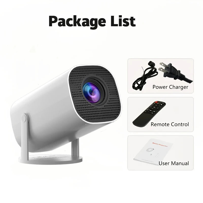 Mini projetor portátil 4K LED HD em fundo branco