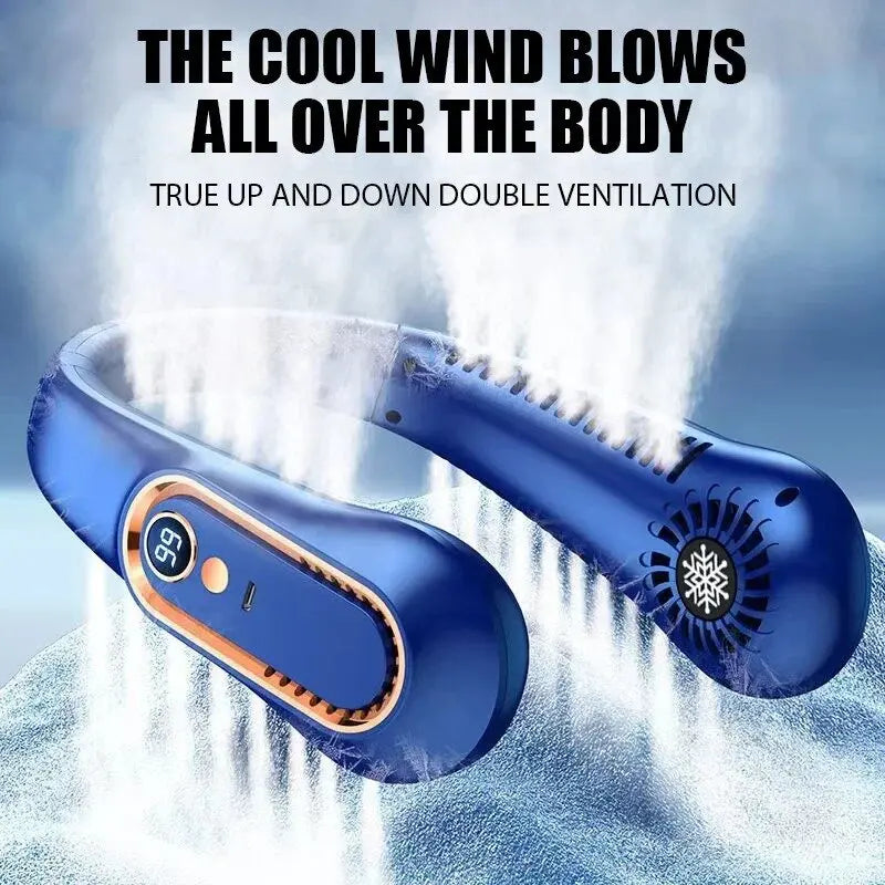 Ventilador de pescoço portátil sem hélice recarregável em fundo branco