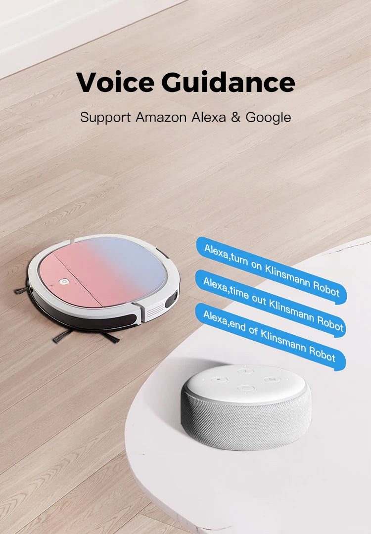 Robô aspirador inteligente com WiFi e tanque de água em fundo branco