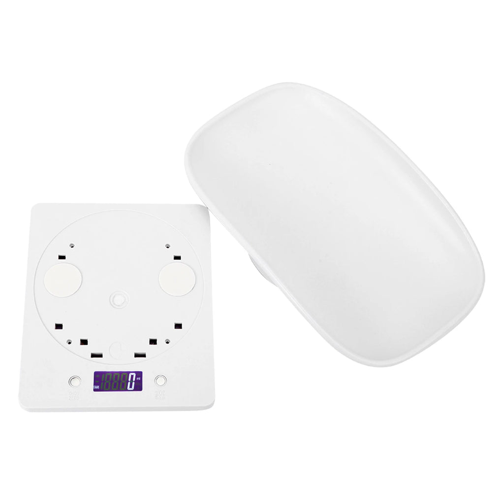 Balança digital para pet pequeno 10kg precisão 1g em fundo branco