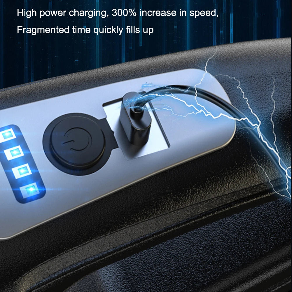 Aspirador automotivo portátil USB 120W sem fio em fundo branco