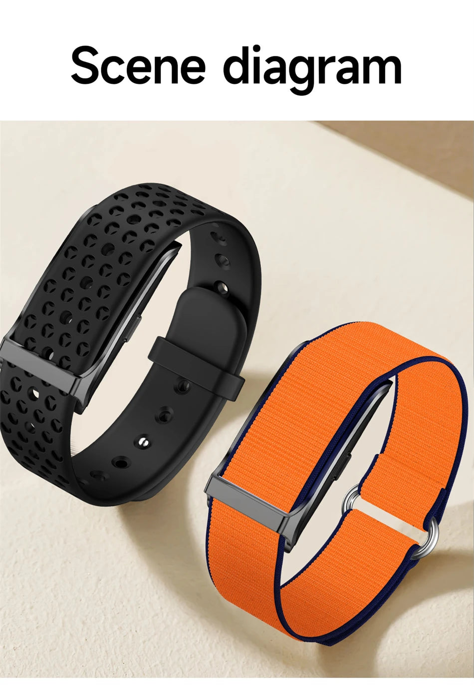 Pulseira fitness inteligente à prova d'água com monitor cardíaco em fundo branco