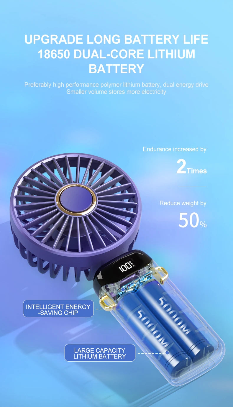 Mini Ventilador de Pescoço Dobrável 5 Velocidades USB - Foto 13