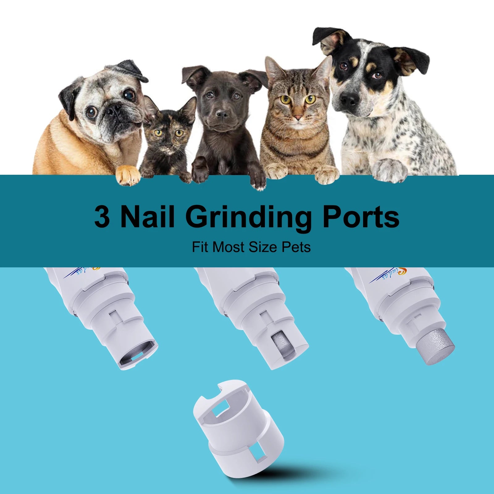 Lixa elétrica de unhas para pets USB recarregável em fundo branco
