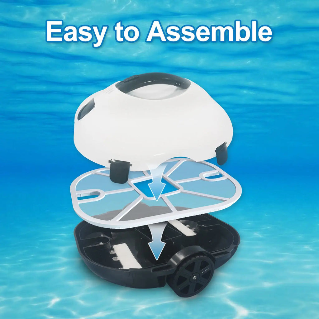 Robô limpador de piscina automático sem fio em fundo branco