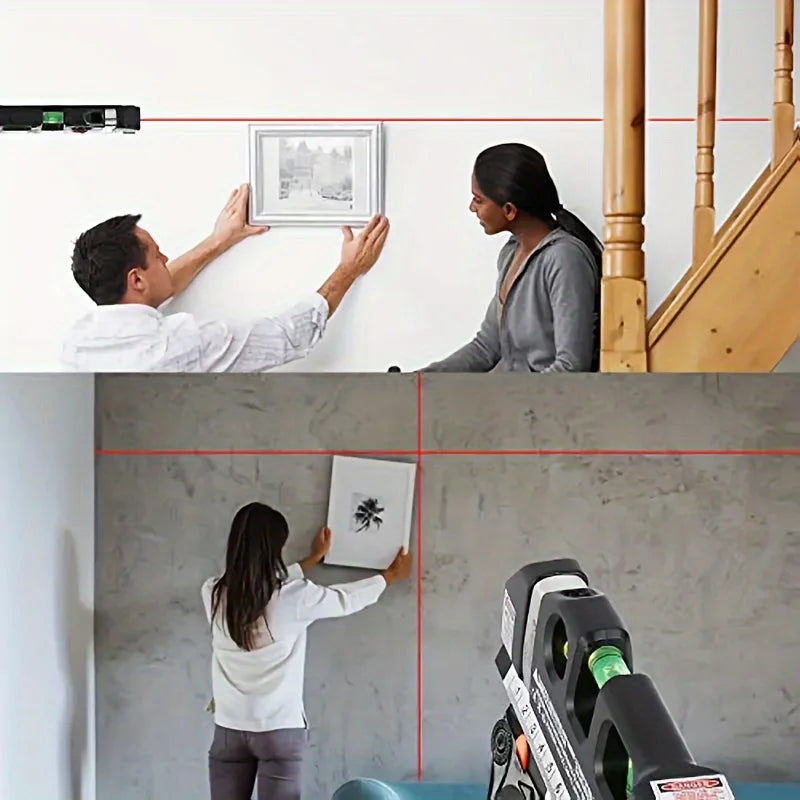 Nível laser verde profissional multifuncional em fundo branco