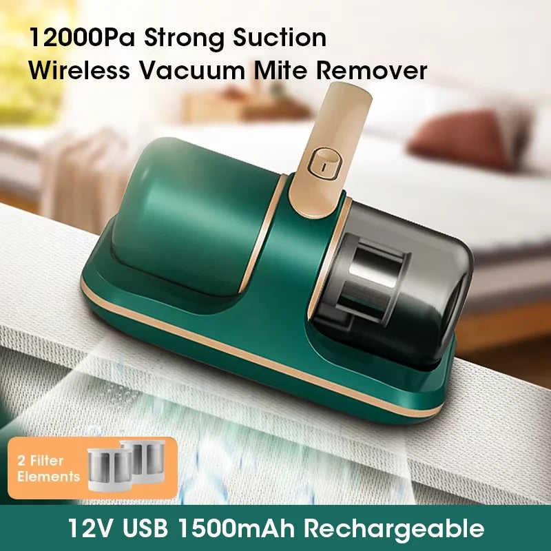 Aspirador de colchão portátil com luz UV 12000Pa em fundo branco