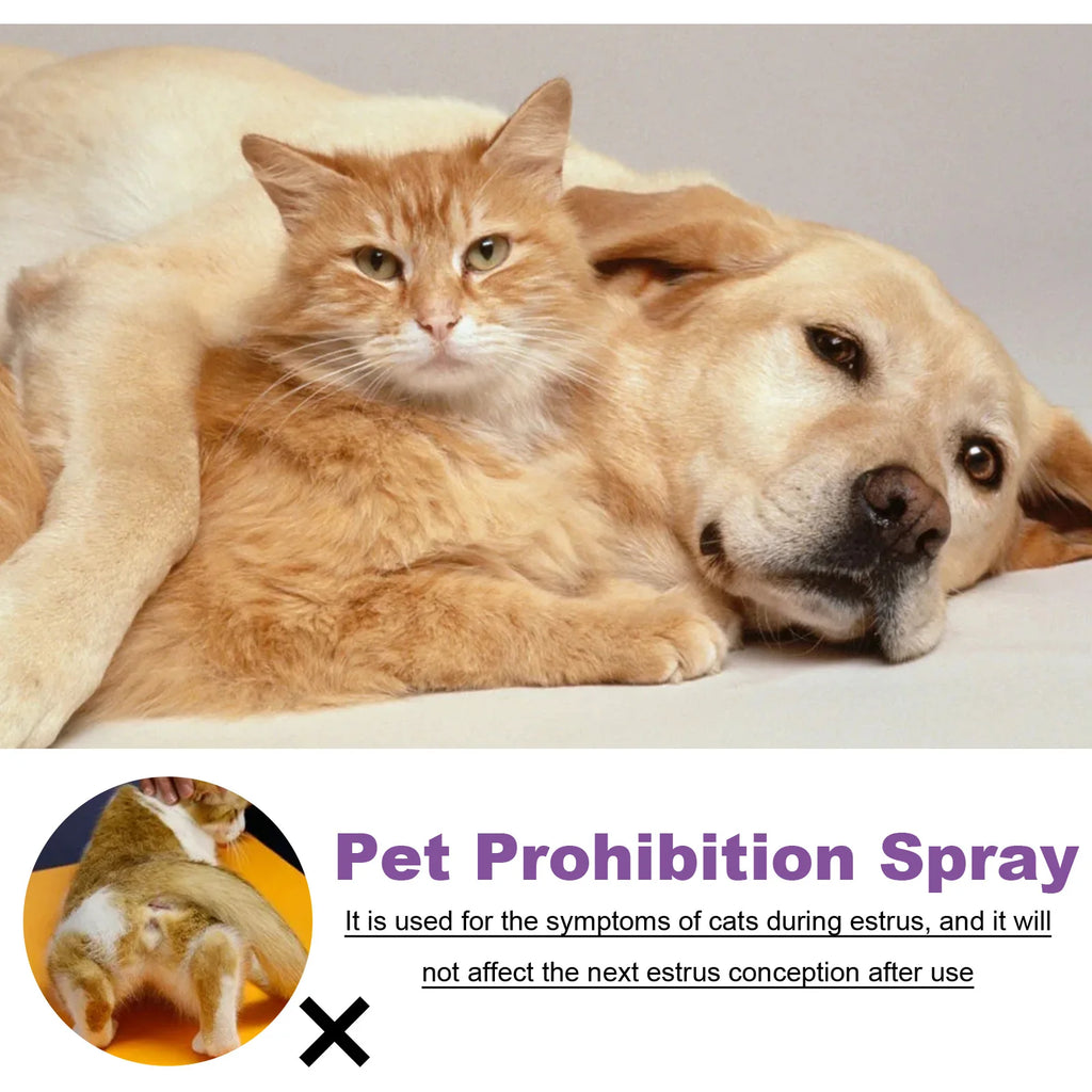 Spray calmante com feromônio para cães e gatos em fundo branco